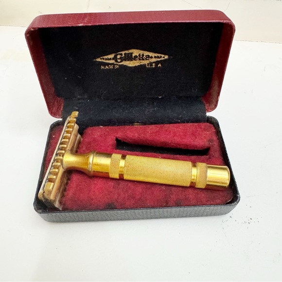 gillette Other - Vintage Gillette Razor & Box Gold Tone